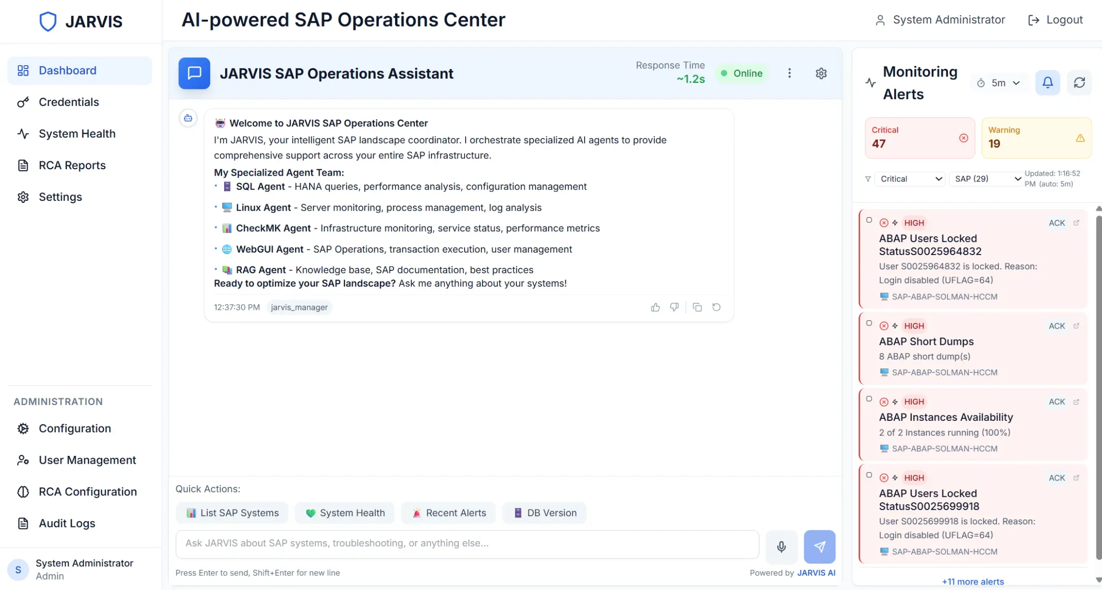 Advanced AIOps Dashboard Interface