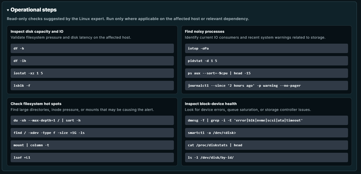Pardinus guided RCA workflow with operational debugging steps